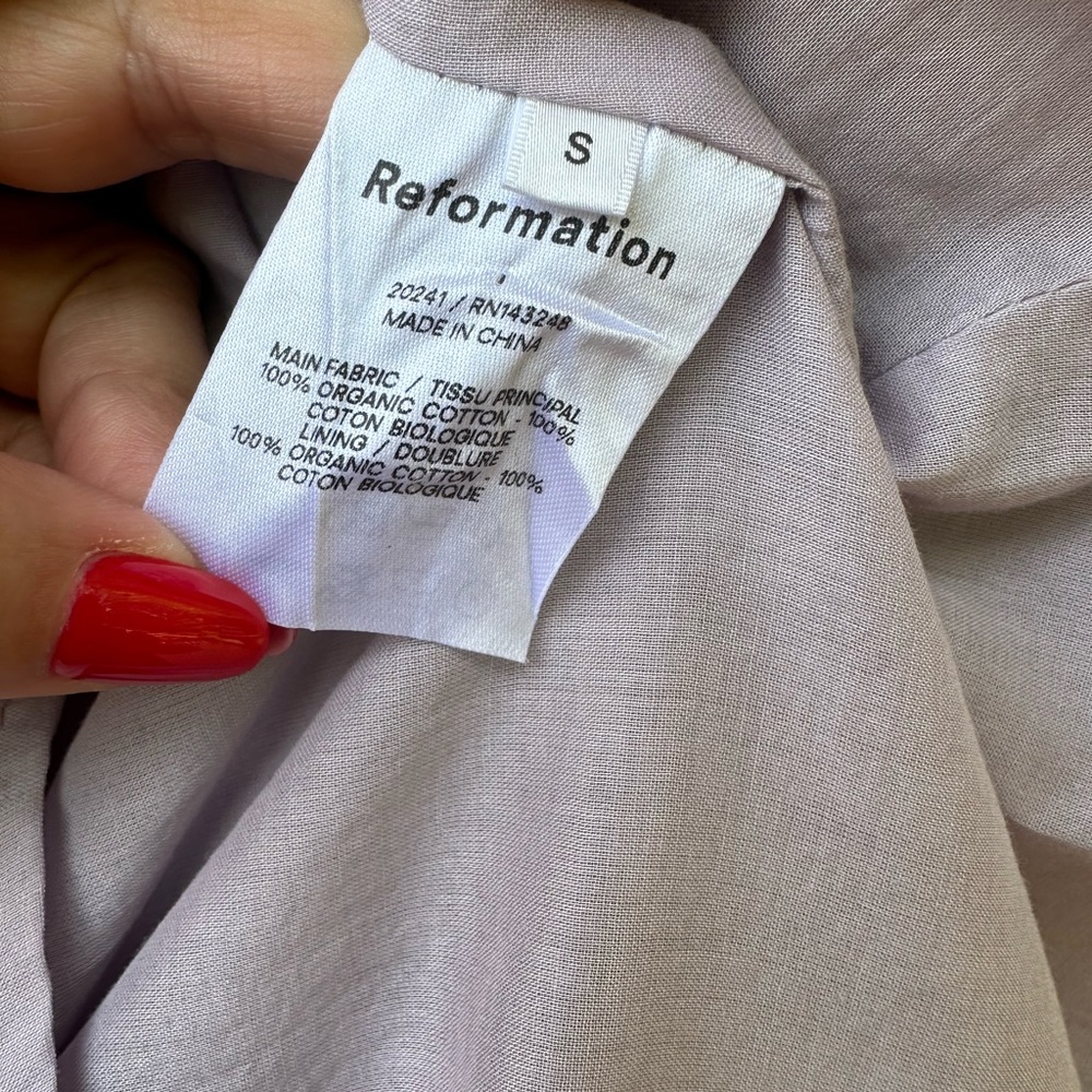 REFORMATION Noreen Smocked Ruffle Dress Midi - Picture 9 of 12